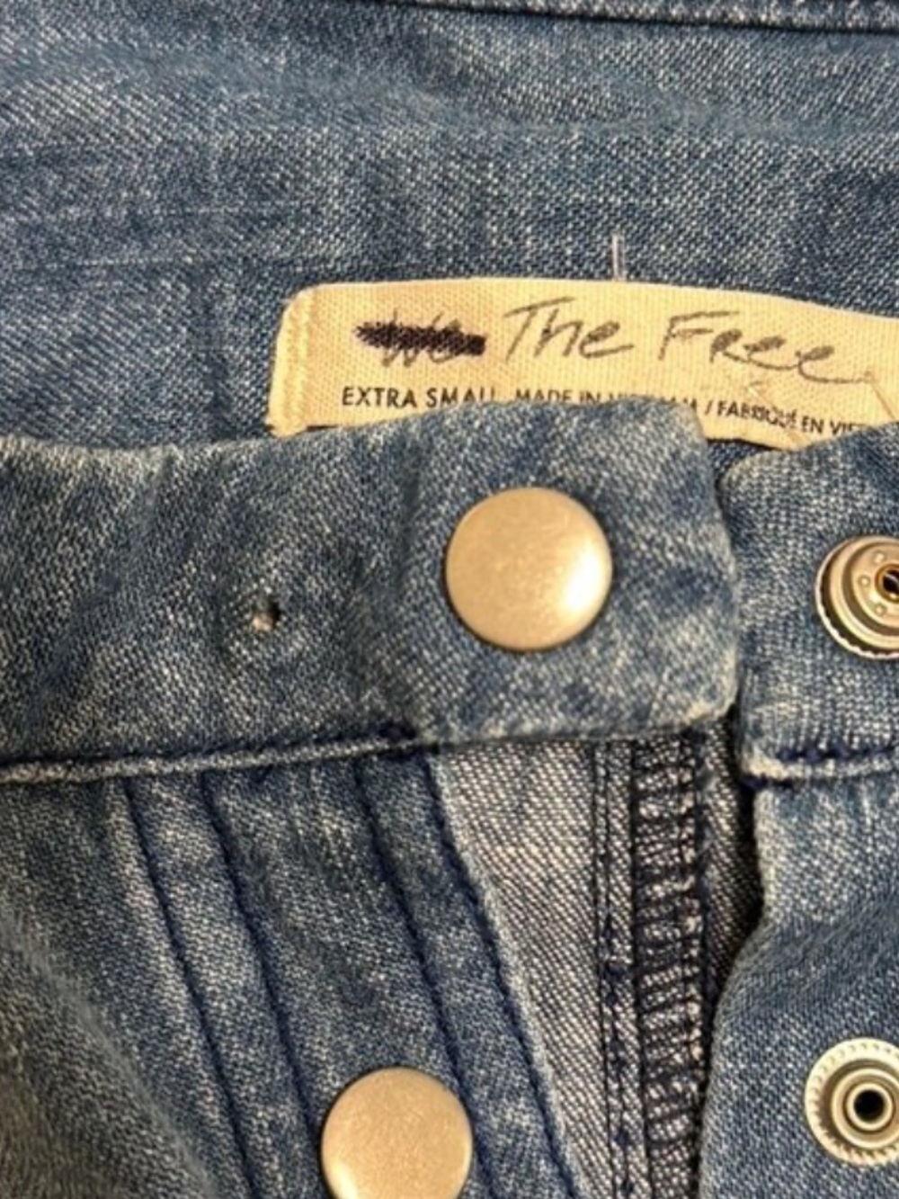 NEW! Free People We The Free Moto Denim Patchwork Colorblock Shirt XS Shacket - Picture 11 of 11